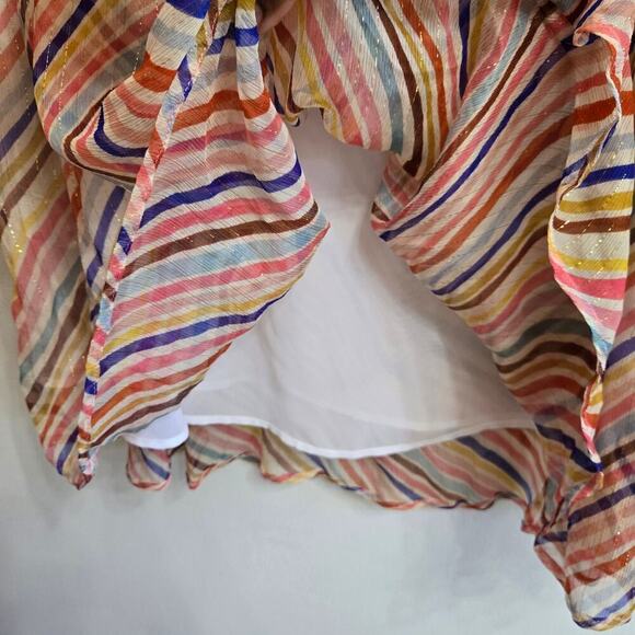 NWT Anthropologie Celia B Pilar Shimmer Silk Maxi Skirt L Sheer Boho Metallic - Picture 4 of 11